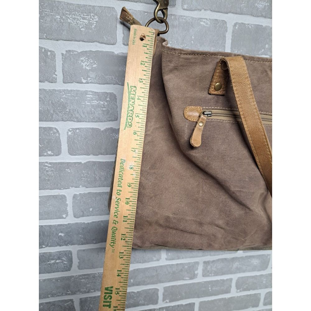 Myra Bag Women Ace Opcycled Canvas & Cowhide Messenger Large Crossbody Bag - Picture 11 of 16